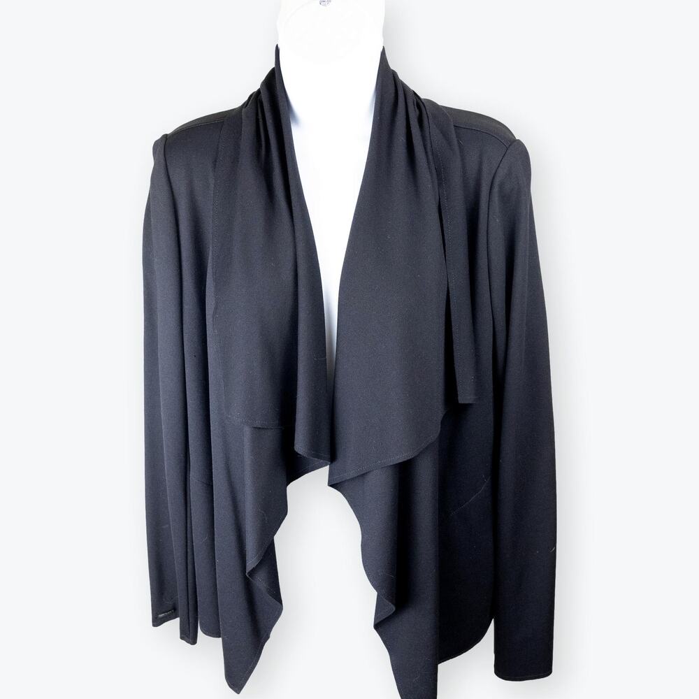 Anne Klein Black Open Front Shawl Jacket Med NWT
